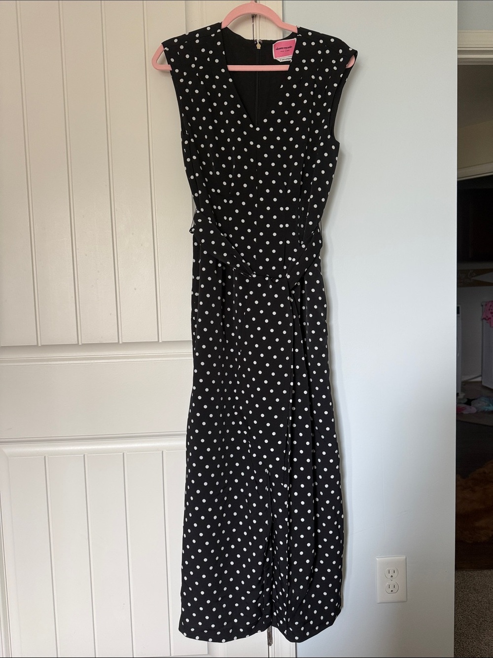 kate spade Black & White Polka Dot Sleeveless Wrap Jumpsuit - Picture 3 of 5